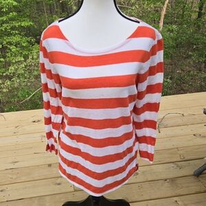 Striped Orange and White Women's Top
